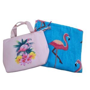 FLAMINGO COOLER BAG & OVERSIZED BEACH TOWEL SET BRAND NEW